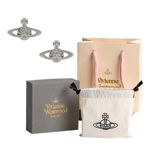 Saturn-Inspired Vivienne Westwood Stud Earrings Gift Set â€“ Timeless, Elegant Jewelry for Women