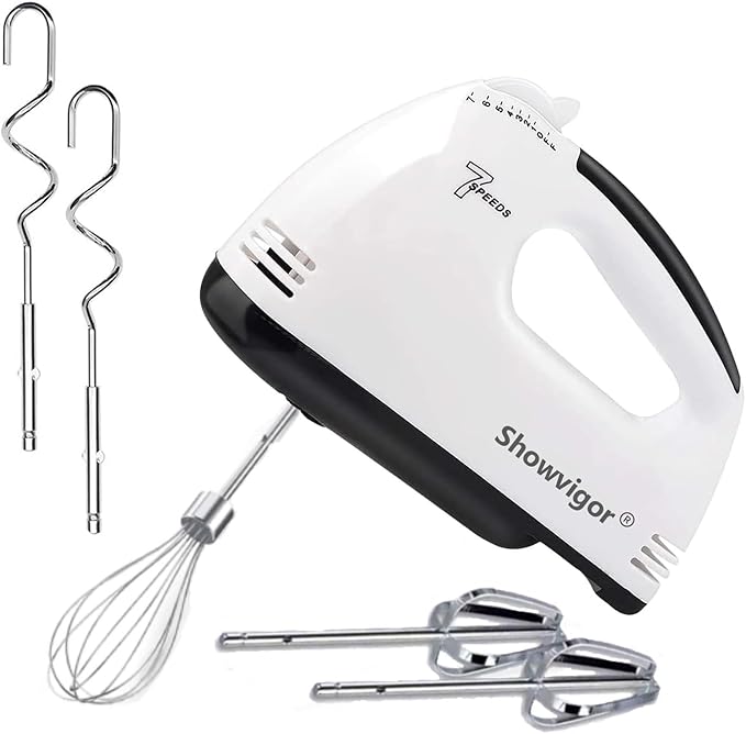 Hand Mixer Electric 7-Speed Mixers for Baking, Stainless Steel Electric Hand Whisk, Electric Whisk Hand Mixer, Portable Handheld Cake Mixer for Cooking & Baking