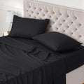 Utopia Bedding Bed Sheet Set Double, Black, 4 Piece – Fitted Sheet, Flat Sheet with 2 Pillow Cases 50x75 – Wrinkle, Shrinkage & Fade Resistant – Oeko-Tex Certified, Polyester Microfiber Fabric