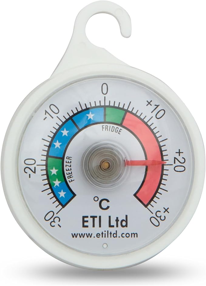 Fridge Or Freezer Thermometer 52 mm Dial, Colour Coded Zones. Ideal For Home, Restaurants, Bars, Cafes
