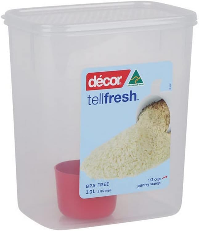 Décor Tellfresh Tall Large Storage Container with Pantry Scoop | Large Airtight Container | Practical & Stackable Design | 3L Capacity