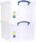 Really Useful Box Plastic Storage 42 Litre Clear (Pack Of 2)