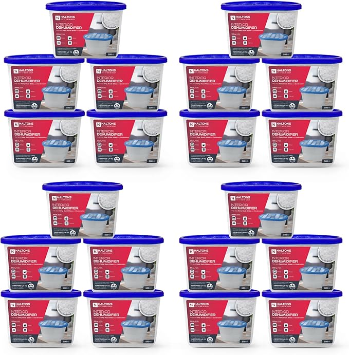 Moisture Absorber Dehumidifier - Condensation Remover for Damp, Mould, Home, Wardrobe, Kitchen, Bathroom, Basement, Garage, Bedroom, Caravan, Office - 20 Pack/500ml