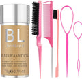 Hair Wax Stick & Pink Brush Set for Hair Edge Frizz Control Anti-Frizz Non-greasy Broken Hair Styling Finishing Wax Stick Men Women Styling Products