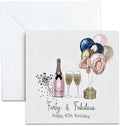 Happy 40th Birthday Card for Women - Forty & Fabulous Luxury Rose Gold & Navy Blue Prosecco Design - Happy 40th Birthday Card for Friend Sister Daughter Wife Mum - Milestone Gifts with Envelope