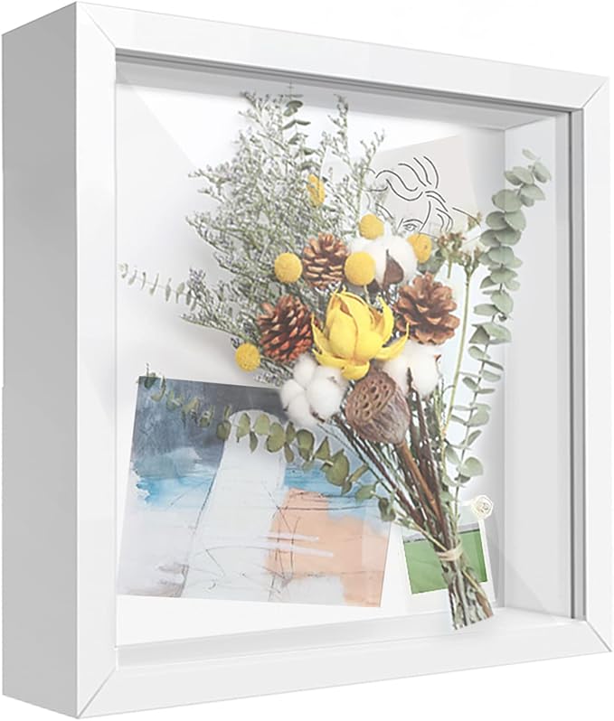 3D Shadow Box 8x8 Picture Frame Wooden Deep Box Display Photo Frames for Crafts, Anniversary, Wedding, Graduation