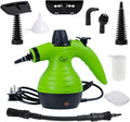 Quest Handheld Steam Cleaner/Powerful Chemical Free Multi Surface Cleaner / 9 Cleaning Attachments and Accessories/Fast Steam Production/Child Lock/Green