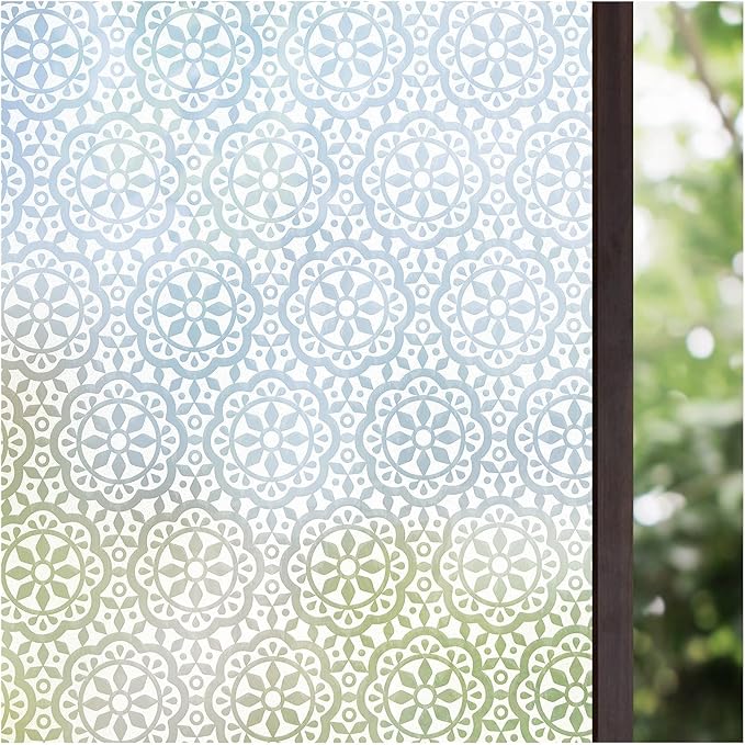 Lifetree Frosted Window Film Privacy Film for Glass Windows Self Adhesive Vinyl Opaque Static Cling Decorative Patterned Window Stickers for Home Bathroom (White, 44.5 * 200cm)