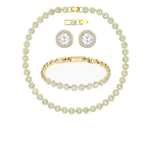 (JH00003) High Quality Original Women's Necklace, Bracelet and Earrings Set, Angelic Square Series Jewelry Set, Fit Original Brand Suitable for Holiday Gifts