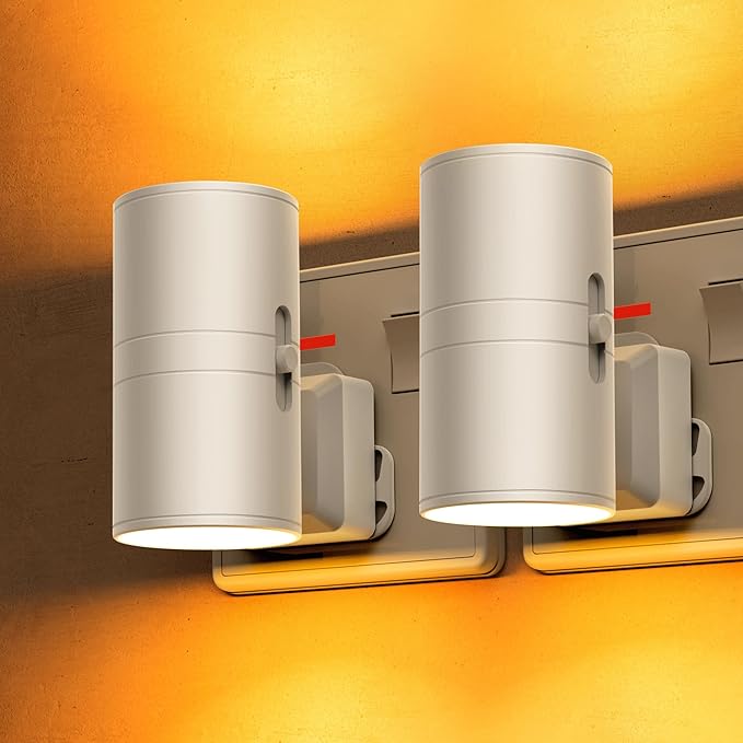 LOHAS-LED Night Light, Amber Nightlight, 2Pack, Dimmable Night Light 100LM, Light Sensor, Yellow Nightlight, Sleep Light for Kids Adults, Soft & Warm Light for Bedroom Hallway Bathroom Kitchen