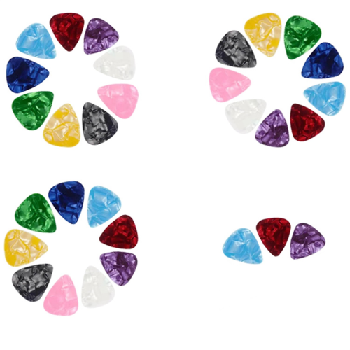 A 30Pcs Guitar Picks Plectrums Celluloid 0.46 0.71 0.96mm Colorful Comfortable Feel