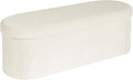 Bonlife Folding Ottoman Storage Bench,Boucle Footstool Oval, End of Bed Stool, Ideal for Living Room, Bedroom, 100L Storage Space,White,110x38x38cm