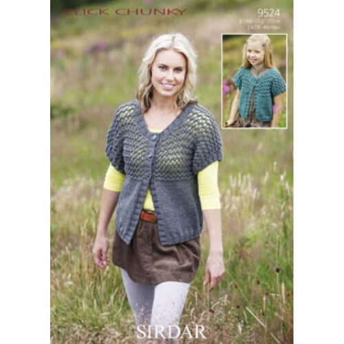 Sirdar Knitting Pattern 9524 Kids, Women 24 - 46 Inches Cardigans