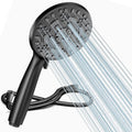 Cobbe Shower Head and Hose, High Pressure Shower Head with 8 Spray Modes, Powerful Bathroom Water Saving Shower Heads Set, Large Universal Flow Rain Showerhead for Low Water Pressure Black
