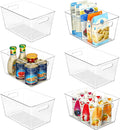 Vtopmart 6 Pack (28.6 x 15.2x 19.1 cm) Clear Plastic Storage Boxes, Kitchen Pantry Cupboard Organizers, Fridge Organizers, Bathroom Storage Box with Handle Large