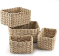 Wicker Basket, Revivoer Set of 4 Small Wicker Hamper for Gifts, Multifunctional Storage Baskets Empty for Bedroom Home Office (Natural)