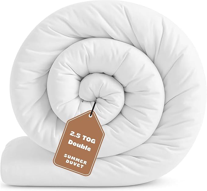 Double Size Duvet 2.5 Tog | Cool Summer Duvet for Hot Nights | Made in UK Quilt | Anti-Allergy & Breathable Duvets (Double Size 200x200 cm)