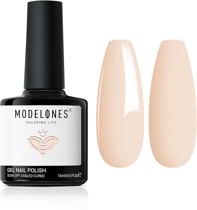 Modelones Sweetie Nude Gel Polish, 1 Pcs 15ml Soft Nude Color Gel Nail Polish Soak Off LED Long Lasting French Manicure Essential Gel Nail Varnish Salon Design DIY at Home Gifts for Women