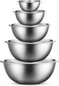 FineDine Mixing Bowls Set - 5-Piece, Easy-Grip, Stainless Steel Mixing Bowls for Baking, Cooking, Salad & Food Prep - Large, Medium and Small Metal Nesting Bowls
