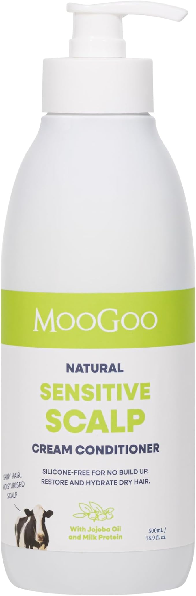 MooGoo Cream Conditioner - For Itchy, Dry, Eczema, Psoriasis & Dandruff Prone Scalps – SLS, Silicone, Sulfate & Paraben Free - Natural & Gentle Formula – 500ml / 16.9 fl.oz.