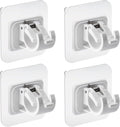 4Pcs Self Adhesive Curtain Rod Bracket No Drill Drapery Hook Holder Fixing Rod Holder Curtain Pole Wall Bracket Towel Rod Hook Home Bathroom Kitchen Hotel Towel Clothes Hanging (White)
