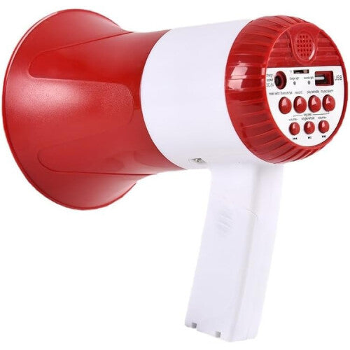 Megaphone Speaker 50W Power Portable Bullhorn Megaphone Voice and Siren/Alarm Modes Volume Control USB Flash Drive TF Card