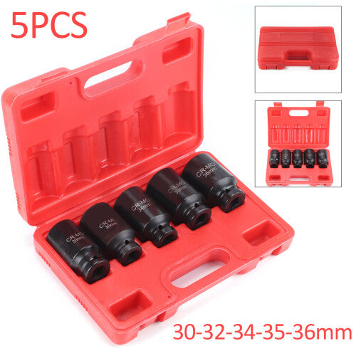 5pcs 12 Point Hub Nut Socket Set 1/2" Drive Professional Impact Socket