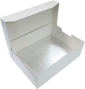 Culpitt 16" x 12" Cake Board & White Cake Box Combo, Oblong Silver Fern Cake Drum With Matching Box, 0.5'' (13mm) Thick, Rectangular Cake Transport, 406 x 304mm - Single Pack