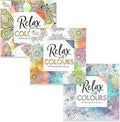 Styloo Adult Colouring Books, Set of 3 Books, 180 Designs – Animal, Floral, and Pattern Illustrations – Mindfulness and Relaxing Drawing Pad - Series 1