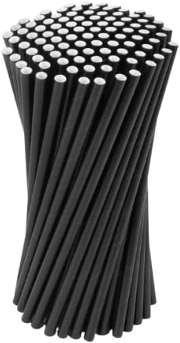 500 x Black Paper Drinking Straws Biodegradable Eco 8" (20cm) Approx (2x250) by Healthy Home