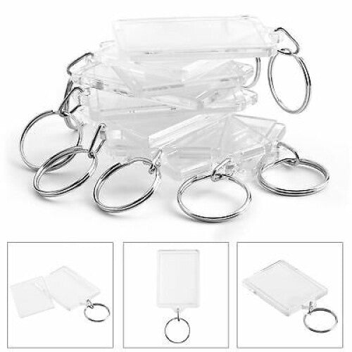 100pcs 50 X 35mm Blank Acrylic Photo Key Rings Passport Size Keyrings