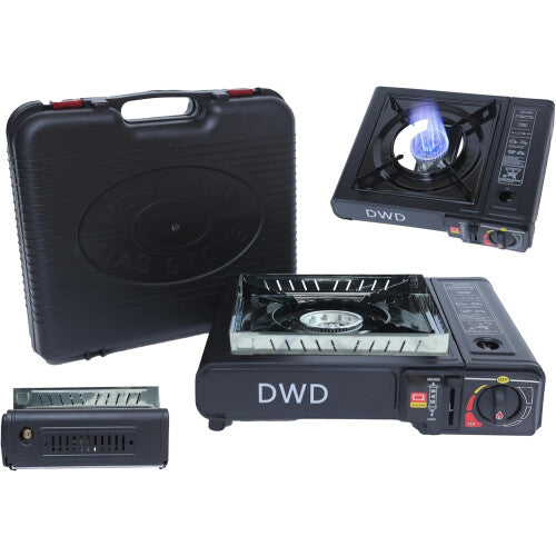 DWDÂ® Premium Camping Gas Stove 2.5KW with Windshield & Carry Case