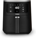 Tower T17205AFR Digital Single Basket Air Fryer, 4L Capacity, Overheat Protection, 1300W, Black, Medium