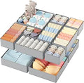 DIMJ 12 Pack Drawer Organisers Foldable Storage Box Fabric Drawer Dividers Wardrobe Storage Organiser Storage Cubes for Bras, Socks, Underwear, Ties, Scarves, Cosmetics