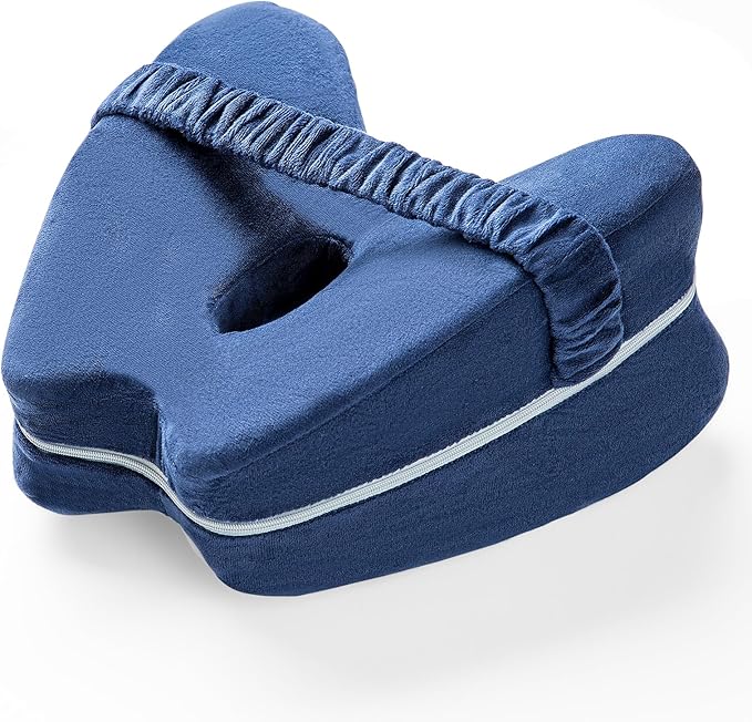 Knee Pillow, Memory Foam Wedge Pillow Knee Pillow for Sleeping on Side, Leg Pain, Knees Pain, Joints Pain & Pregnancy Bed Leg Cushion for Side Sleepers (Blue)