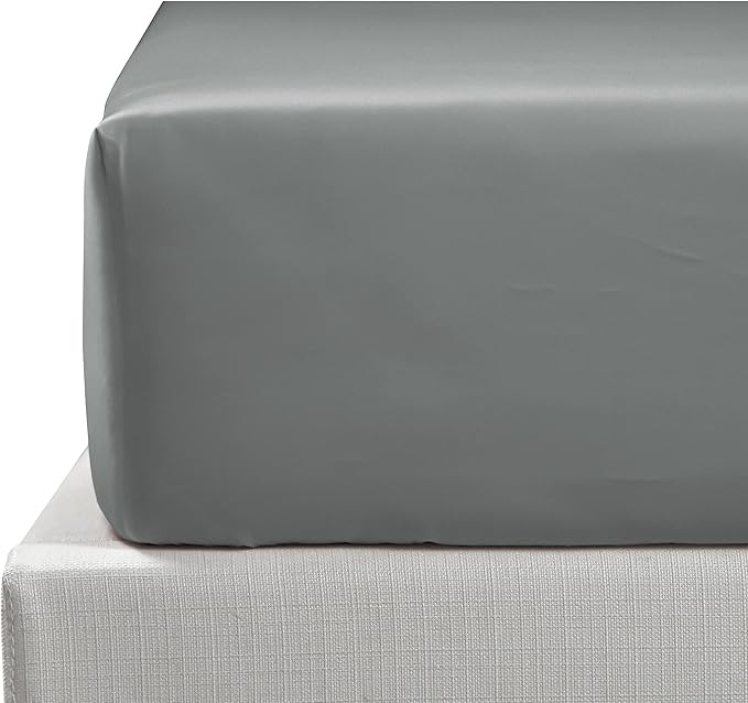 NTBAY 500 Thread Count 100% Egyptian Cotton Double Fitted Sheet, Super Soft Cozy and Breathable Deep 12" / 30cm Fitted Bed Sheet, Dark Grey