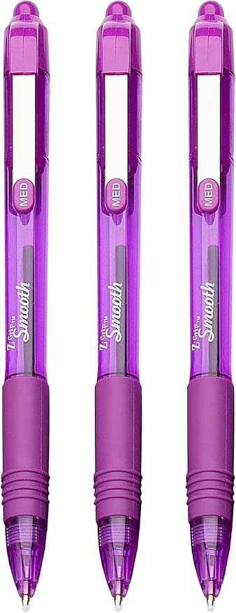 Zebra Z-Grip Smooth - Retractable Ballpoint Pen - 3 Pack - Purple