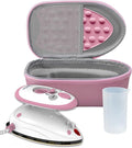 The Quilted Bear Premium Mini Steam Iron - Travel Iron Steam Mini for Effortless Quilting, Crafting, and Wrinkle-Free Clothing - Holiday & Travel Essentials with Hardshell Case & Rest (Pink)