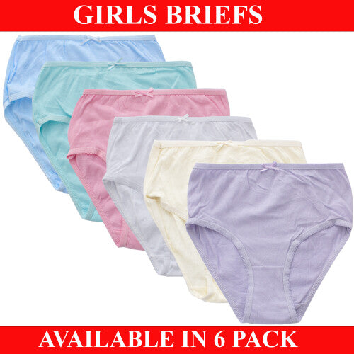 (Pastel, 9-11) Girls Briefs Underwear Kids Knickers 100% Cotton 6 Pack Age 2-13 Years