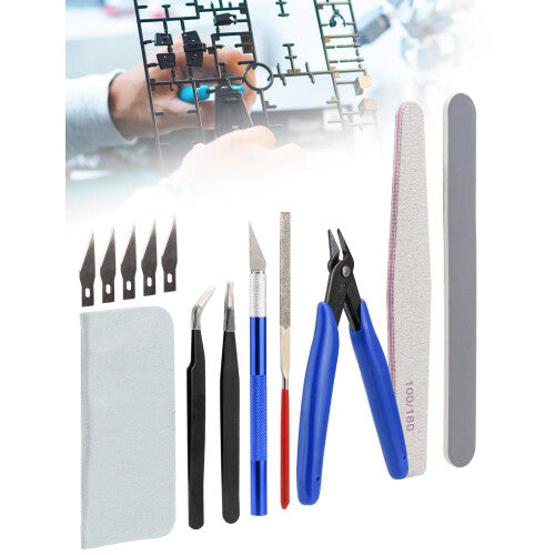 Model Making Tools Kit for Plastic Model Kits, Mellbree 14PCS Model Tools Kit Basic Tools Craft Set Hobby Building Tools Kit for Gundam Car Model