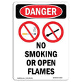 SignMission OS-DS-A-1014-V-1475 10 x 14 in. OSHA Danger Sign - No Smoking or Open Flames