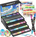 NICETY 144 Colours Acrylic Paint Pens - 72 Pcs Brush Tip Paint Markers for Rock Painting Stone Wood Glass Ceramic - Dual tip Dual Colours Water Based Acrylic Markers pens