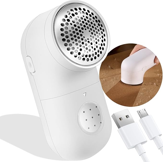 Fabric Shaver, Electric Lint Remover, USB Rechargeable Wool Defuzzer, Cordless Sweater Shaver, Debobbler for Clothes (2.0 Pro,White)
