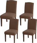 Granbest High Stretch Dining Chair Slipcovers, Universal Fit Jacquard Parson Dining Chair Covers, Removable Chair Protectors for Dining Room, Kitchen, Restaurant and Hotel (Set of 4, Brown)