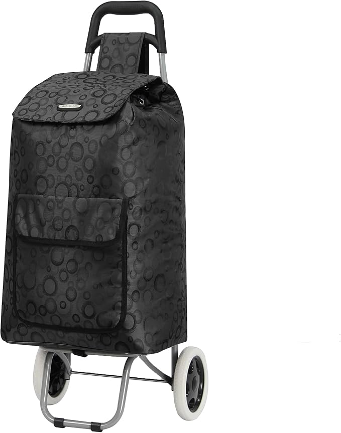 ARIANA Lightweight 2 Wheel Large Shopping Trolley Shopping Cart Grocery Bag Shopper - ST54 (Circles-Black)