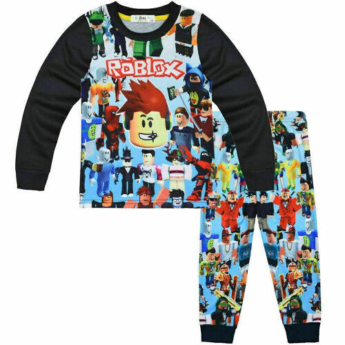 (Black, 9-10Years) 5-10 Years Kids Boys Girls Roblox Pyjamas Set Sleepwear Outfit Nightwear Gifts