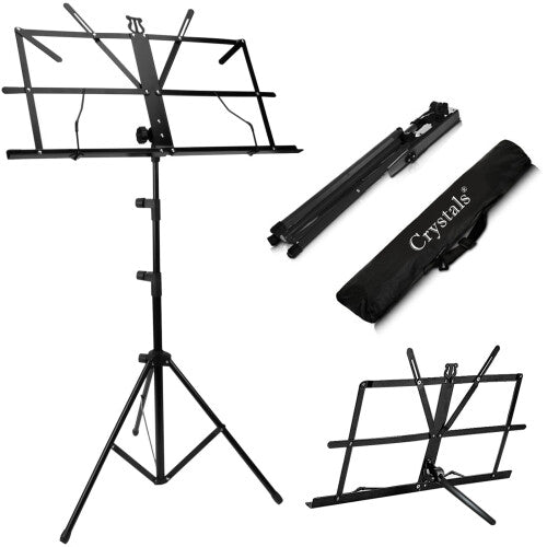 Height-Adjustable Foldable Music Tripod Stand for Orchestral Books & Papers â€“ Portable Black