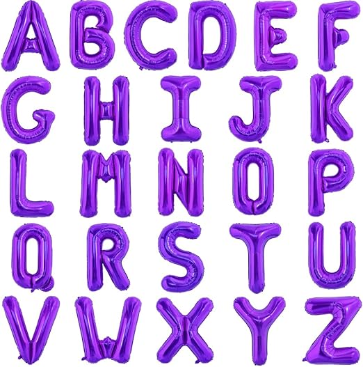 TONIFUL 16 Inch Letter Balloons 52 Pieces Purple Letter A-Z Balloons,Custom Phrase Mylar Foil Alphabet Letter DIY Personalized Phrase Banner for Birthday Anniversary Celebration Graduation Party