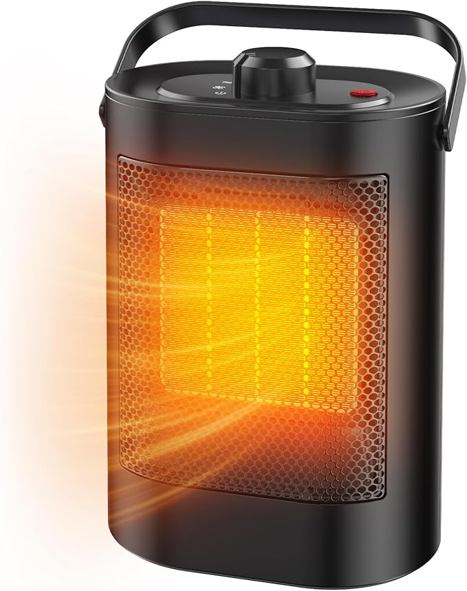 Electric Heater, 1500W 2025 Newest Portable Heater, 3 Modes small fan heater, 2S Fast Heat, PTC Ceramic, Overheat and Tip-Over Protection for Home, Office and Bedroom