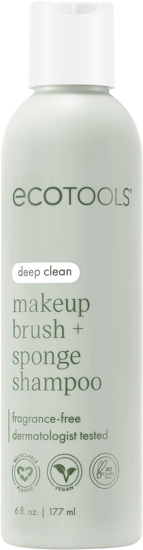 EcoTools Makeup Brush and Sponge Shampoo, Removes Makeup, Dirt, & Impurities From Makeup Brushes & Makeup Blending Sponges, Fragrance-Free, Vegan, & Cruelty-Free, 6 fl.oz./ 177 ml, 1 Count
